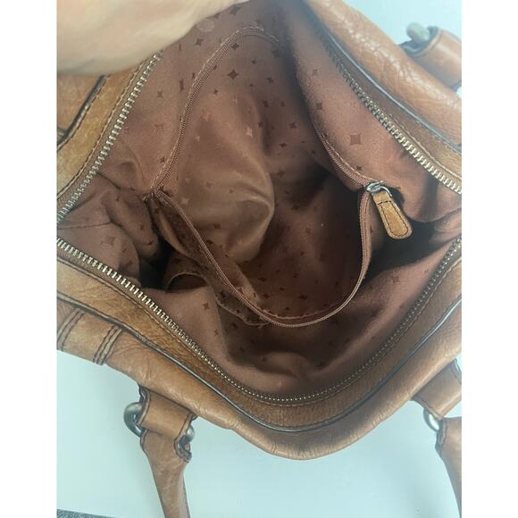 Fossil Marlow Chestnut Pebble Leather Double Handle Satchel Shoulder Handbag - Picture 10 of 10